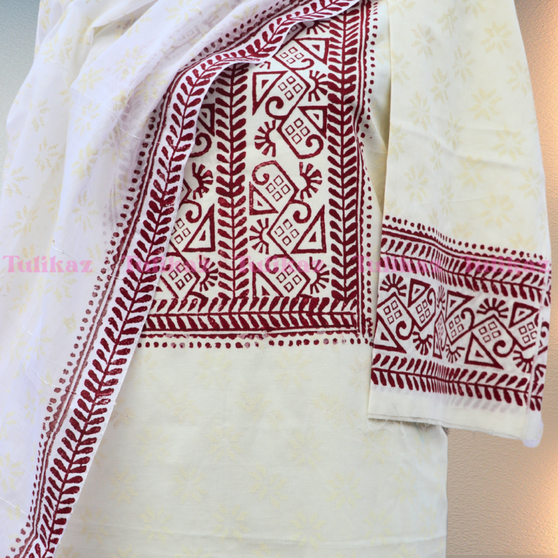 Rongila(Stylish Jamdani Block Print 3-Piece Set) - Image 4